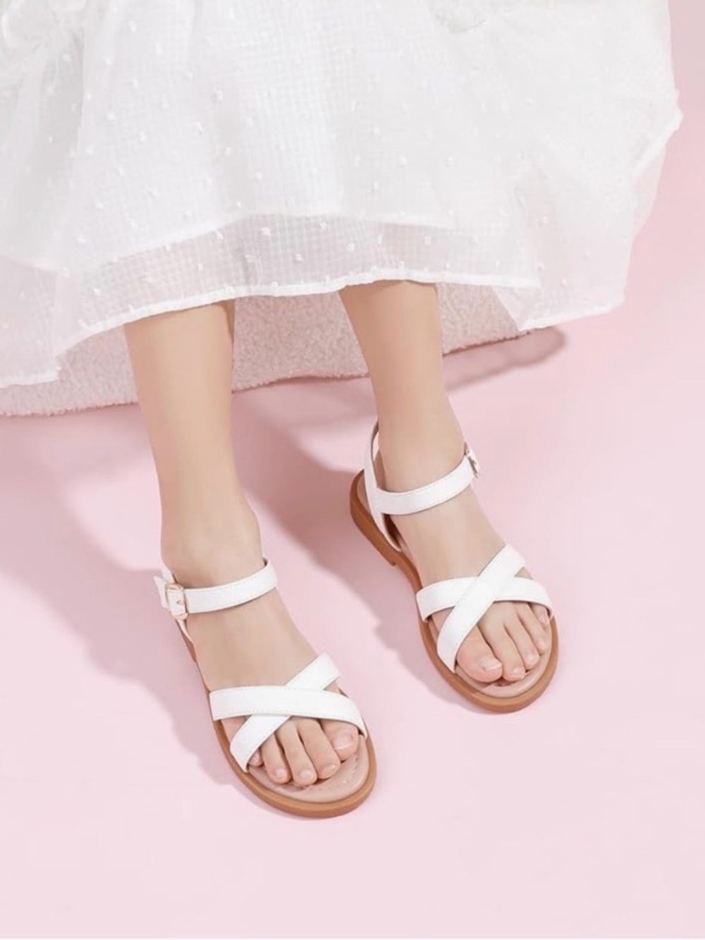 Girl’s White Strappy Sandal